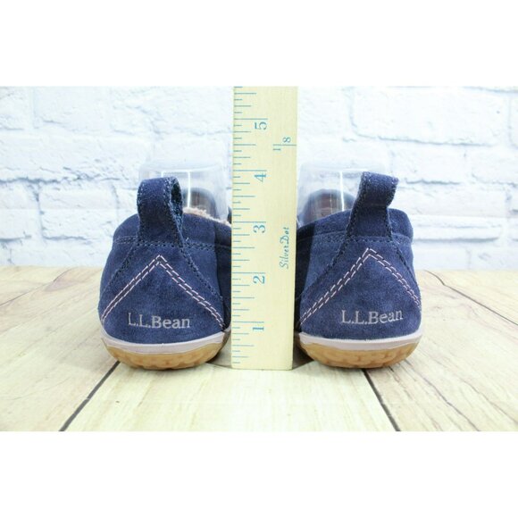 LL Bean Purple Suede Slip-On Fleece Lined Mountain Moccasin Slippers Size 8 M - Picture 6 of 9